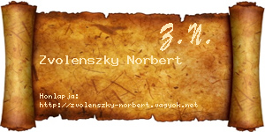 Zvolenszky Norbert névjegykártya